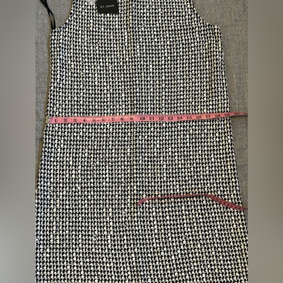 NWT ST. JOHN Sleeveless Ecru White Black Multi Tweed Knit Shift Dress Zip Up M - Picture 14 of 14